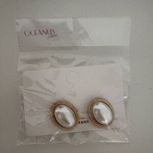 Oceanus | Vintage Inspired New In Bag Earrings Pearl Gold
